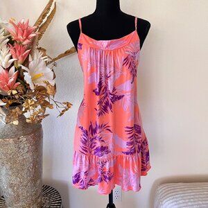 Y2K Vibrant Pink & Purple Flowy Floral Mini Dress XL